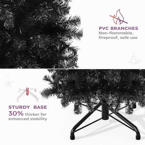 Black 6ft Artificial Christmas Tree with 818 Branch Tips - Holiday Decor