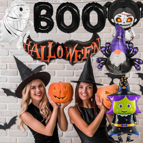Halloween Foil Balloons Set for Party Decorations Indoor Outdoor Ghost Witch Boo