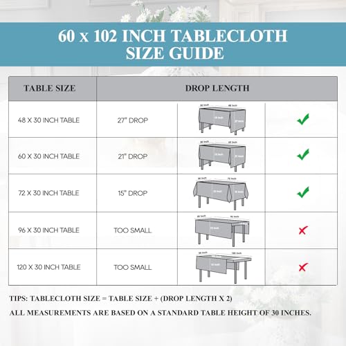 White Rectangle Tablecloth 60x102 Inch 6 Pack - Classic Polyester Dining Cover