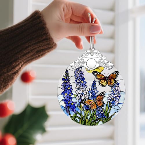 Lavender Butterfly Stained Glass Christmas Ornament - Holiday Tree Decor & Gift Idea