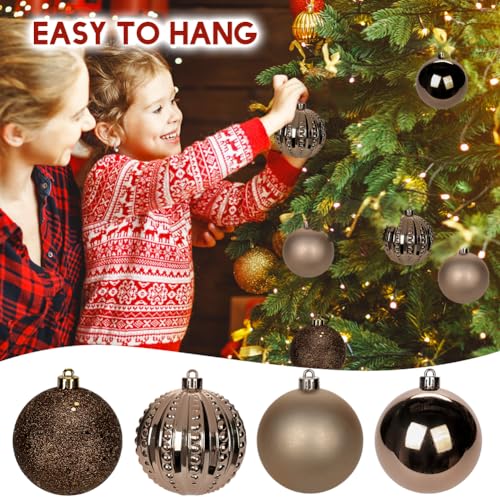 Bronze Christmas Ornaments Set 3.15 Inch - Shatterproof Holiday Decor 12 Pcs - Variation of Bronze / 3.15" / 12pcs