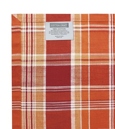 Rust Multicolor Harvest Plaid Cotton Table Runner 13x72 Inches - Farmhouse Decor
