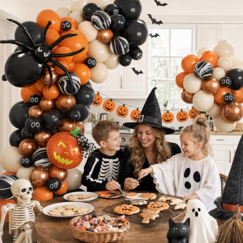 Halloween Balloon Arch Kit - Orange, Black, White & Beige Variations for Party Decorations