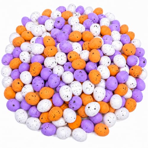 Halloween Foam Eggs Set - Mini Orange White Purple Decor, 200 Pcs