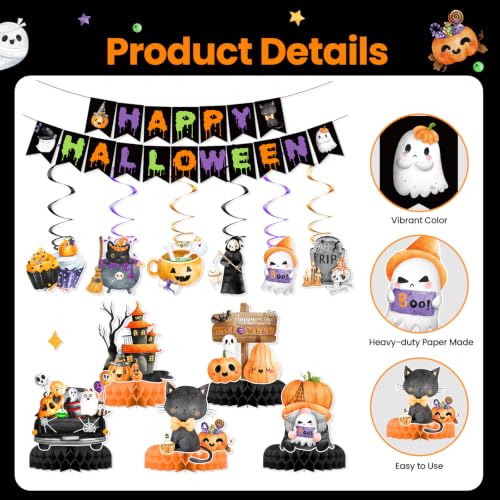 Halloween Party Decorations Kit with Plates Banner & Centerpieces - 24 Guests