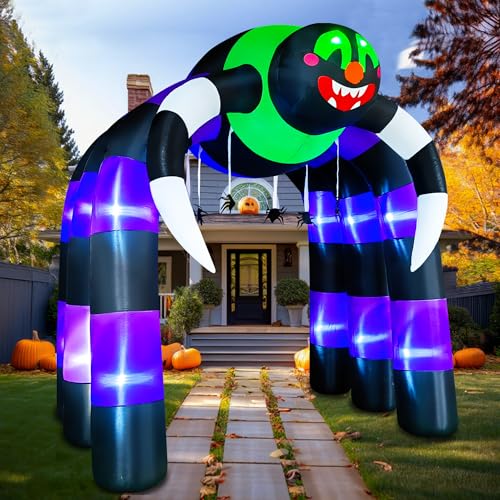 10FT Giant Halloween Inflatable Spider Arch Outdoor Decor with LED Lights