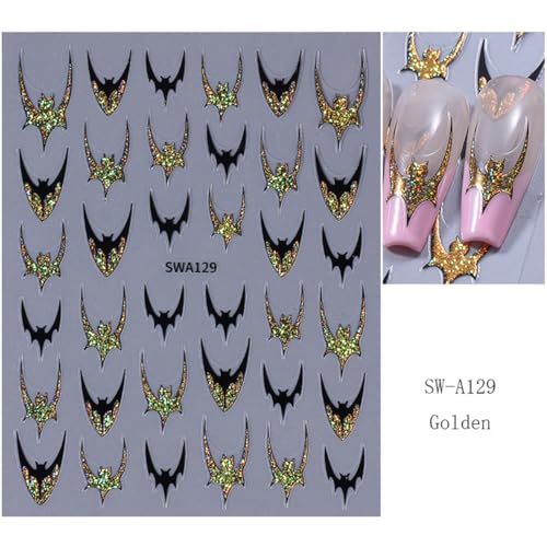 Halloween Nail Stickers Set A11 - 4 Sheets 3D Self-Adhesive Spider Web Bat Ghost Designs