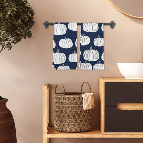 Blue Fall Pumpkin Hand Towels for Kitchen & Bathroom - 16x24 in - Autumn Decor