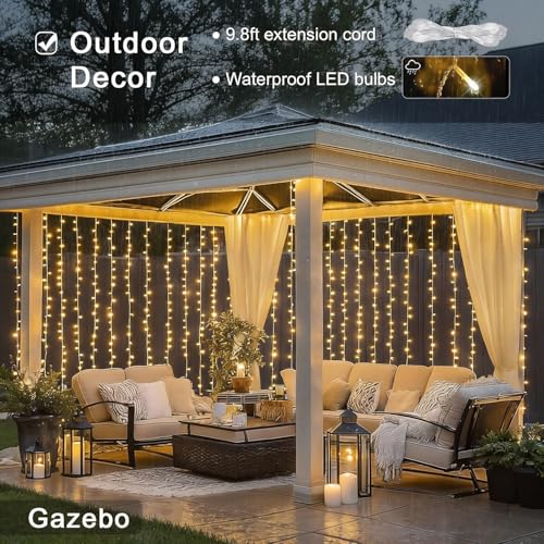 Warm White 900 LED Curtain Lights 9.5x29.5ft Outdoor Indoor String Decor