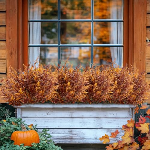 Brown Artificial Fall Flowers Bundles for Outdoor Decorations - 20 Pack