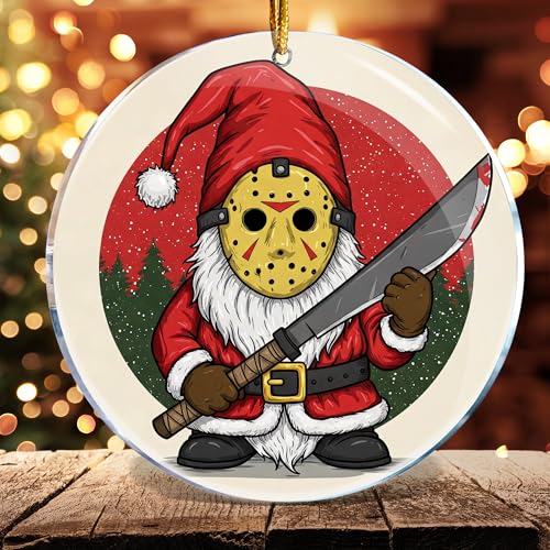 Funny Gnome Halloween Christmas Ornament - Acrylic Gnome Decor - 3.6 Inch