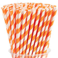 Orange Biodegradable Paper Straws - 200 Pack Striped Disposable Drinking Staws for Parties - Variation: Orange