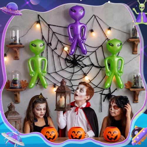 Halloween Alien Inflatable Balloons Set - Green and Purple, 18 Inches - Party Decorations & Photo Props