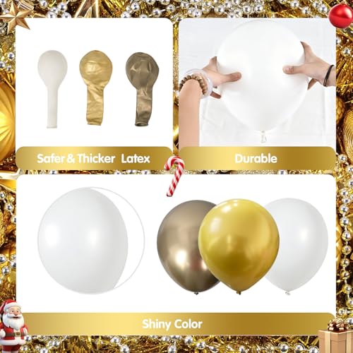 Champagne Gold White Christmas Balloon Arch Kit 121pcs with Deer & Snowflakes