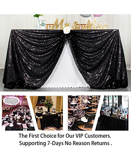 Sequin Tablecloth 72x72 Inch Square Black Glitter Party Wedding Decor - ShinyBeauty