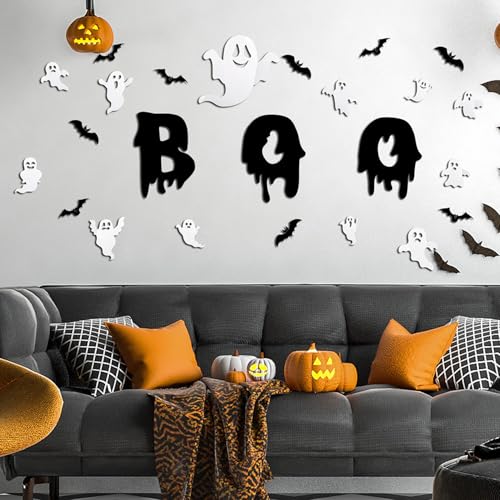 Halloween Wall Stickers Set - 25Pcs Ghost & Bat Decor with Variation Halloween-2