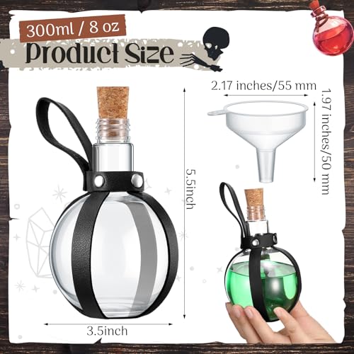 Plastic Potion Bottle with Belt Cork - Medieval Theme Halloween Decor - Black / Thread