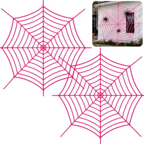 Pink Spider Web Decoration Set - 11.8ft Halloween Wall Decor, 2 Pieces - Pink Variation
