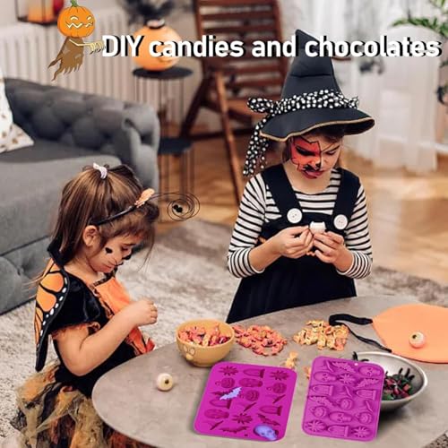 Halloween Silicone Mould 2pcs 3D Chocolate & Candy Gummy Molds - Skull Pumpkin Bat