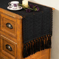 Black Table Runner with Tassels - Boho Fall Decor 12x90 Inch - FEXIA Variation