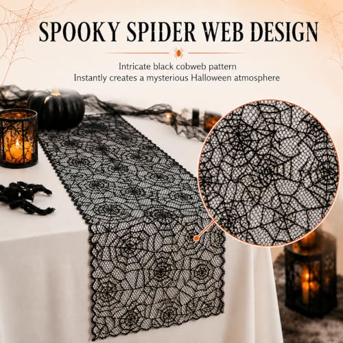 Halloween Spider Web Table Runner 12x72 Inch Indoor Decor