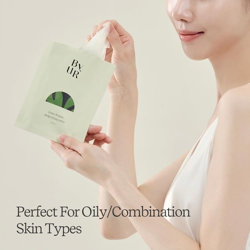 ByUR Green Wonder Aqua Serum Mask - Soothing Oil Control & Gentle Exfoliation for Sensitive Skin | 4-Pack