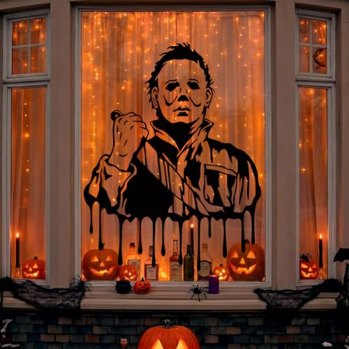 Halloween Horror Window Clings Set - Spooky Silhouette Decals for Doors & Glass