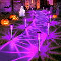 Halloween Solar Pathway Lights 10 Pack - Purple Outdoor LED Ghostly Decor