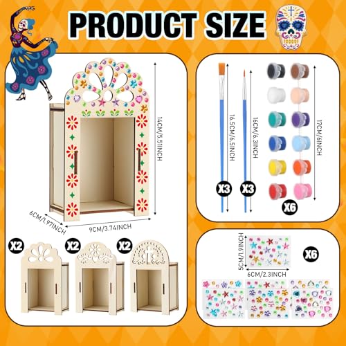 DIY Day of the Dead Shadow Box Kit with Paint & Gems for Ofrenda Decor