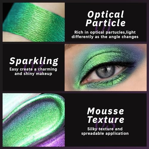 Noerrors Emerald Night Spark Liquid Chameleon Eyeshadow - Multichrome Metallic Green, Long-Lasting Eye Topper for Party & Holiday