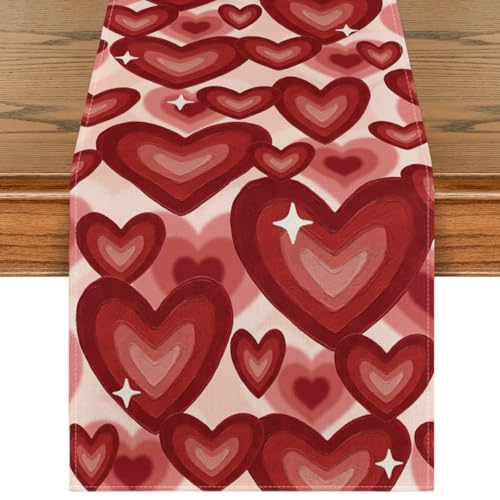 Artoid Mode Love Hearts Valentine's Table Runner 13x60 Inch Red Home Decor