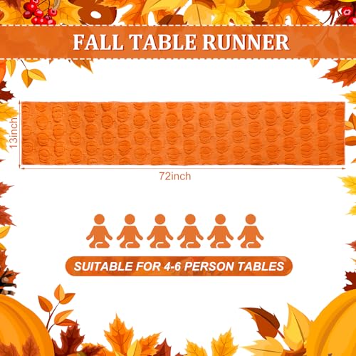 Fall Table Runner 3D Faux Fur Pumpkin Design - Orange, 13x72 Inches, Windkream