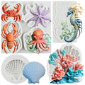 Marine Theme Silicone Mold Set of 4 for Cake Decorating & Crafts - Style D
