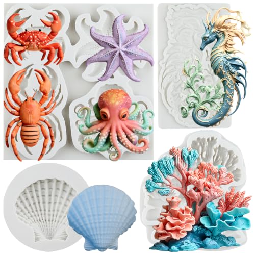Marine Theme Silicone Mold Set of 4 for Cake Decorating & Crafts - Style D