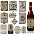 36Pcs Halloween Wine Bottle Labels Stickers Retro Potion Theme Decor
