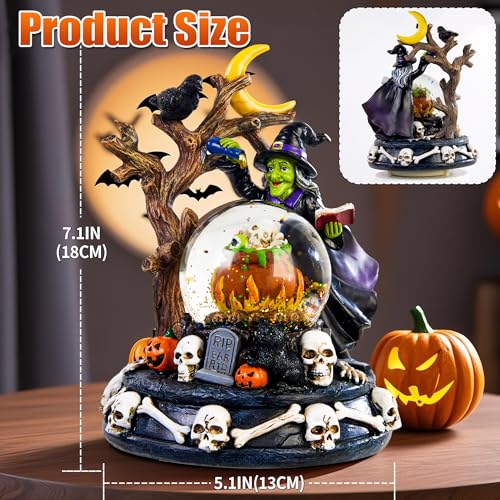 Halloween Snow Globe Lantern with Music & Lights - Magic Witch Variation