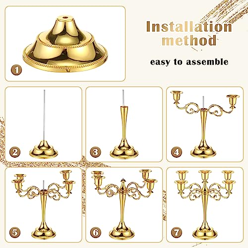 Gold 3-Piece 5-Arm Metal Candelabra - 10.24 Inch Tall Elegant Candle Holders