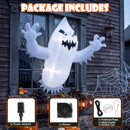 3.5FT Inflatable Halloween Ghost for Outdoor Yard and Window Decor with LEDs