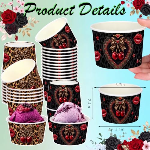 Cherry Leopard Print Paper Cups 9oz - 50 Pack Party Snack Bowls, Variation of THIS listing