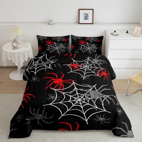 Twin Size Halloween Spider Comforter Set with Pillow Case - Multi 27