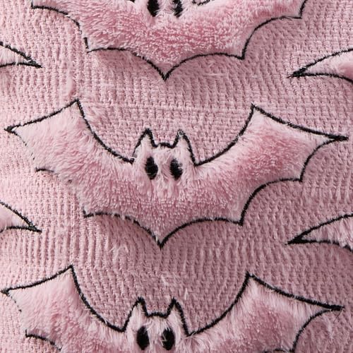 Halloween Pillow Covers 18x18 Inch Set of 2 Pink Bat with Black Eyes Faux Fur Plush Throw Pillow Cases for Sofa Bed Couch Home Decor Variation of THIS listing