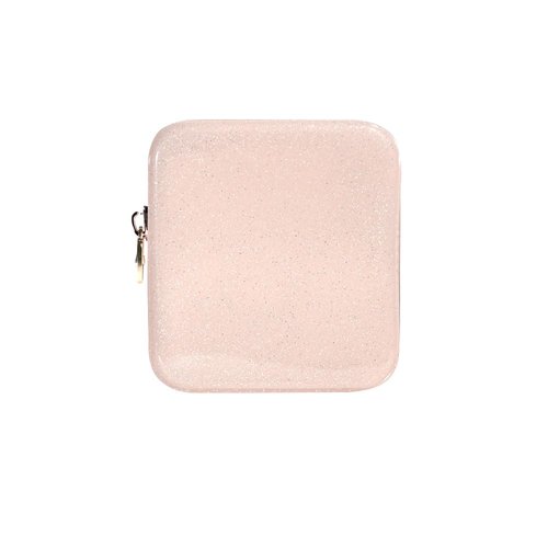 dreamie - Makeup Bag Travel Cosmetics Pouch, Toiletry Bag, Jelly, Zipper Pouch Purse, Cute Make Up Organizer Storage Tote for Women Girls, Waterproof Travel Skincare, Small Makeup Bag - Champagne