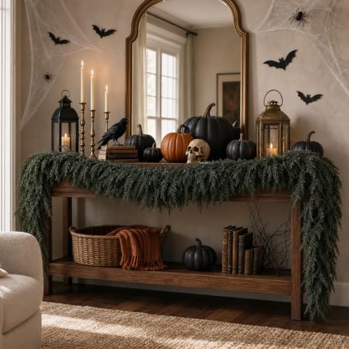 Halloween Mantle Garland Decor Gothic 6Ft Fall Fireplace Indoor Home Decoration