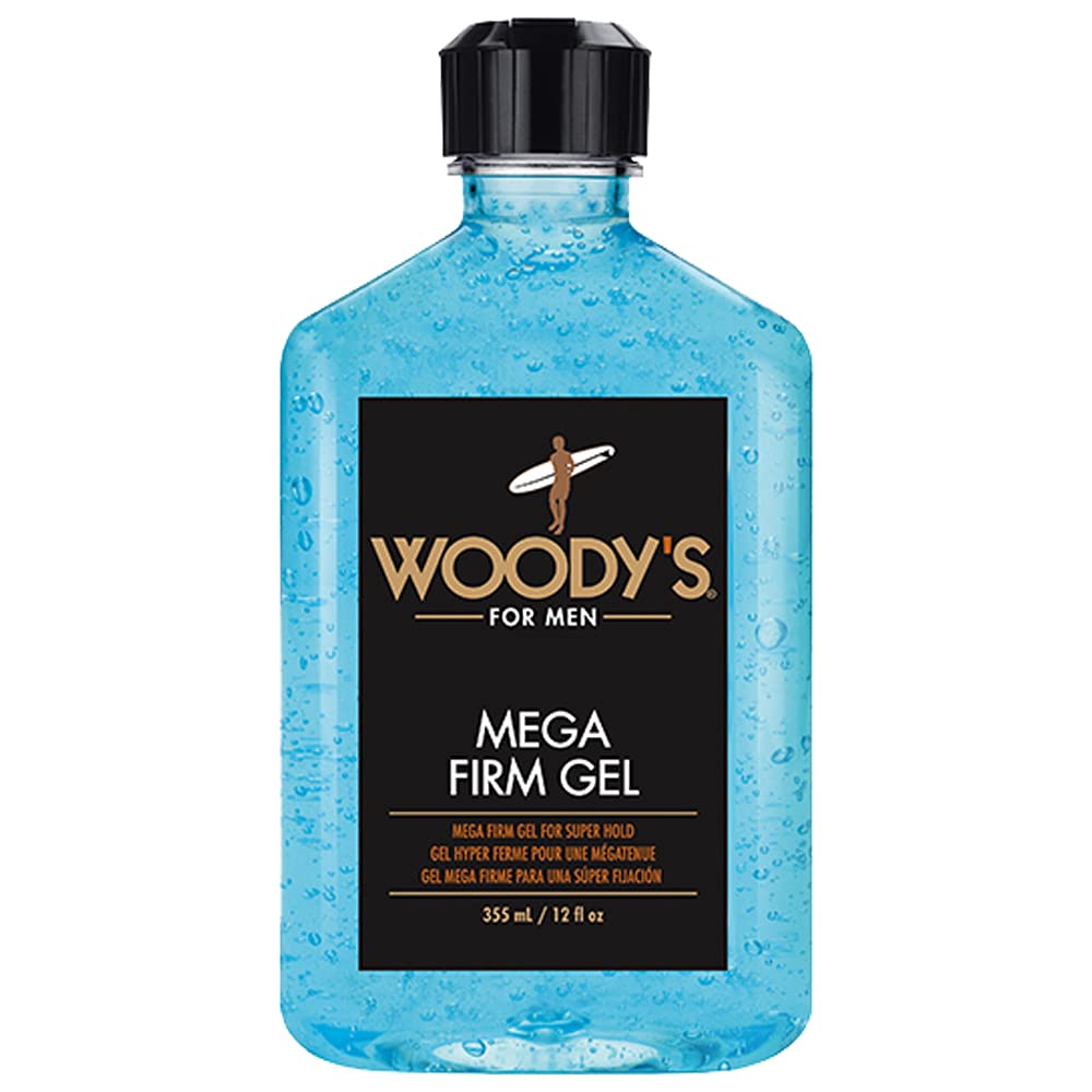 Woody's Mega Firm Hair Gel - Strong Hold, Alcohol-Free Formula for Flake-Free Styling | 12 fl oz