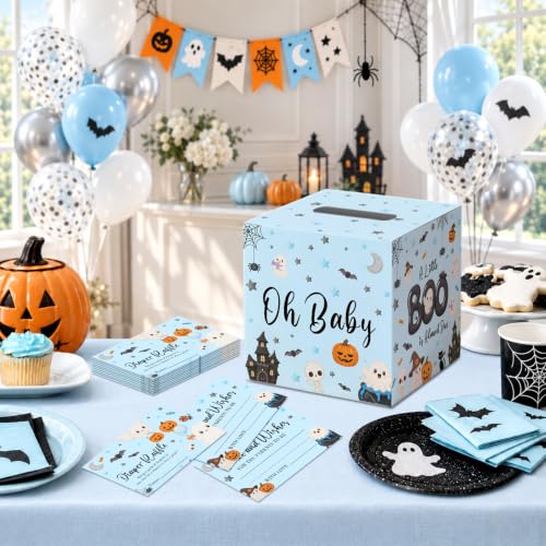 Halloween Baby Shower Diaper Raffle Tickets & Box Set - Little Boo Theme