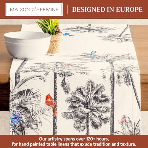 Maison d'Hermine Amazonia Table Runner 14.5 x 90 Inches - Single Layer, Cotton, Unique Watercolor Design