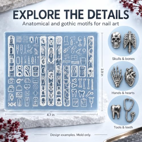 3D Halloween Nail Mold Accessories Set - Gothic Retro Art Manicure Tools