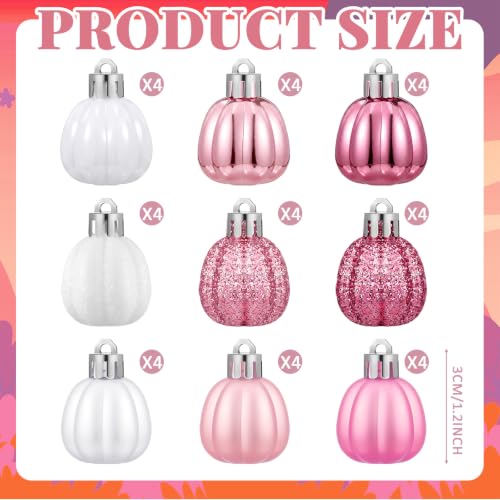 Pink Fall Pumpkin Ornaments Set of 36 - Glitter, Matte & Glossy Styles