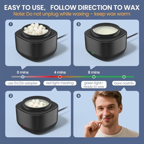 Black Nose Ear Hair Waxing Kit with 100g Wax & 40 Sticks - Men Personal Care