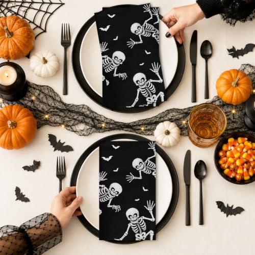 Halloween Skeleton & Skull Paper Napkins - 100 Pack for Parties